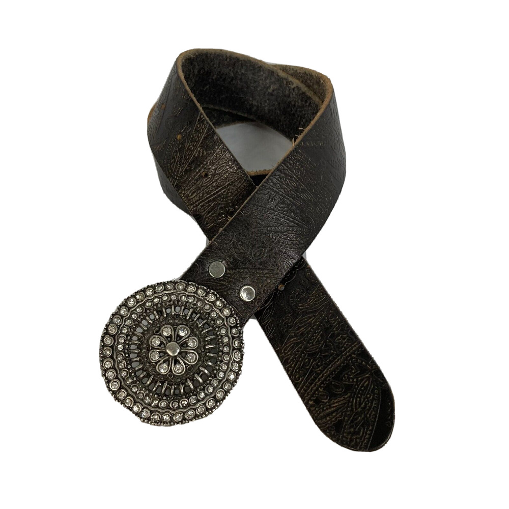 Elegant Brown Leather Belt with Silver Buckle